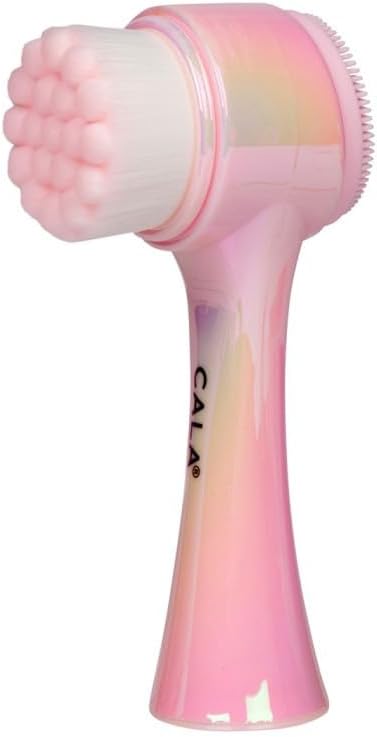 CALA Dual-Action Facial Cleansing Brush, Iridescent Pink, Soft Silicone and - Image 2