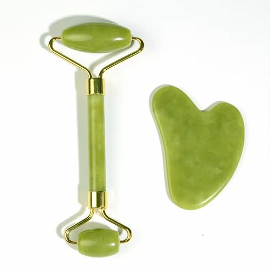 Jade Facial Roller & Gua Sha Set by Unknown