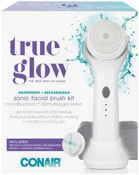 Conair True Glow Sonic Facial Brush Kit, Waterproof and Rechargeable by conair