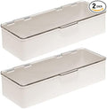 mDesign Long Plastic Cosmetic Storage Organizer Box Containers, Hinged Lid by mDesign