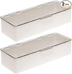 mDesign Long Plastic Cosmetic Storage Organizer Box Containers, Hinged Lid by mDesign