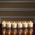 YOROXRG 48 Pack White Unscented Clear Glass Filled Votive Candles. Hand Poured - Image 5