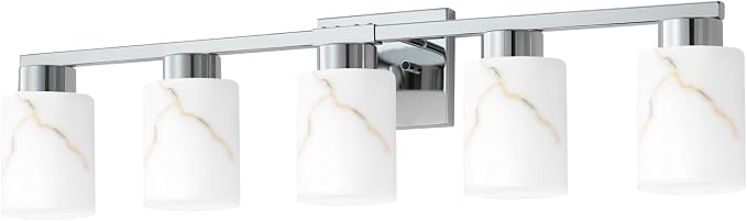 5-Light Bathroom Light Fixtures, Modern Vanity Lights, Chrome Metal Wall Lamp - Image 8