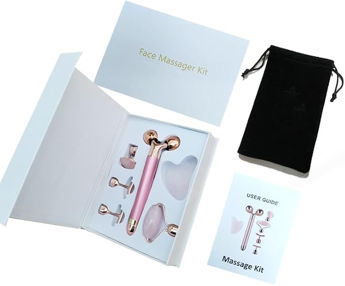 7pcs Facial Jade Roller and Gua Sha Kit, 100% Natural Jade Stone Face Massager - Image 2
