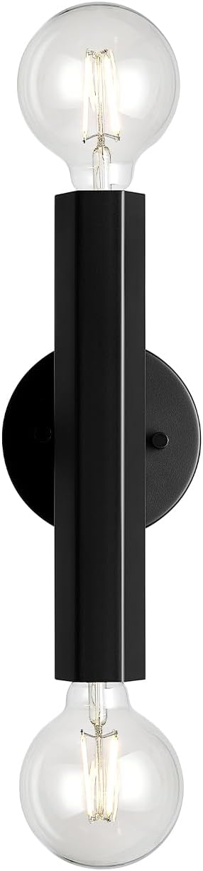 Globe Electric 2-Light Vanity Light, Matte Black, Hexagonal Bar, Minimalist by GlobeElectric
