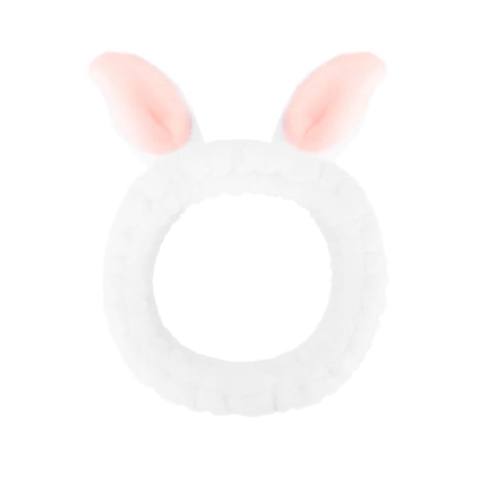 Cute White Rabbit Ears Headband Frog Eye Elastic to Wash Face by Jowmoy