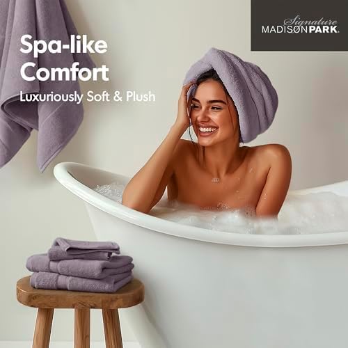 Madison Park 800GSM Bathroom Towel Set of 8 100% Cotton Bath Towel Set - Image 5