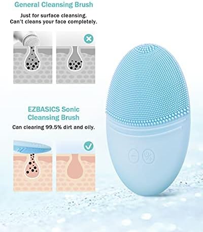 EZBASICS Facial Cleansing Brush, Waterproof Sonic Vibrating Face Brush - Image 3