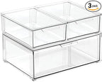mDesign Plastic Stackable Bathroom Storage Organizer Bin Containers by mDesign