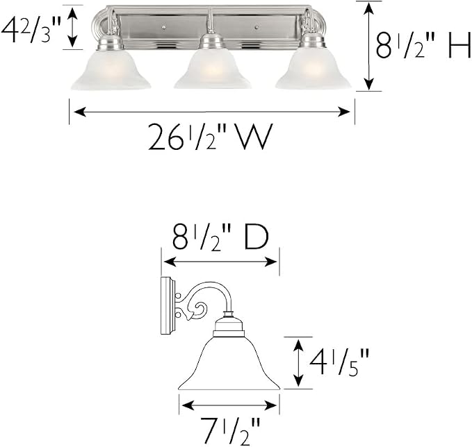 Design House Millbridge 3-Light Vanity Light, Satin Nickel Finish, Frosted - Image 2
