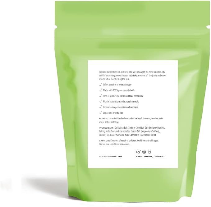 Edens Garden Ache Bath Salt Soak – Yuzu Cannabliss Blend - Image 2