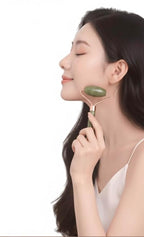 Green Jade Natural Stone Curved Facial Roller & Guasha Set - Image 7