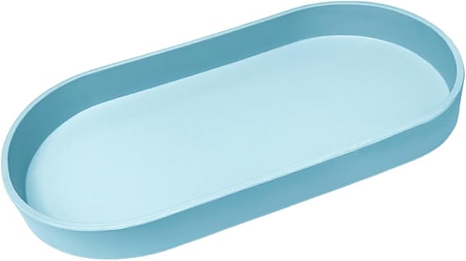 Blue Small Tray, Oval Tray for Kitchen Counter, Bathtub Bathroom Vanity Items by VCREATC-VCREATEFORCUSTOMER