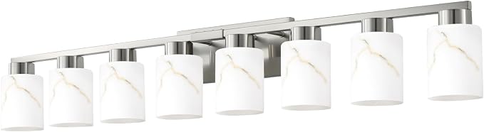 8-Light Bathroom Light Fixtures, Modern Vanity Lights, Brushed Nickel Metal - Image 9