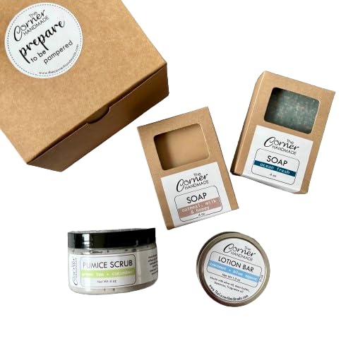 Pumice Hand Scrub Gift Set, Gardeners Gift Basket, Mechanics Spa Box, Bath Kit by The+Corner+Handmade