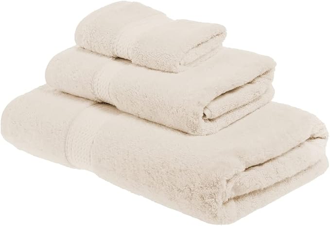 SUPERIOR Egyptian Cotton Pile 3 Piece Towel Set, Includes 1 Bath, 1 Hand by SUPERIOR