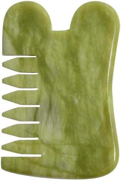 Gua Sha Comb Tool, Natural Green Jade Stone Scalp Massage Comb, Facial GuaSha - Image 6