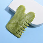 Gua Sha Comb Tool, Natural Green Jade Stone Scalp Massage Comb, Facial GuaSha - Image 5