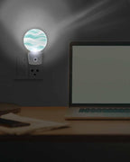 Night Lights Auto Sensor Turquoise Ocean Waves Night Light Abstract Mountain - Image 7