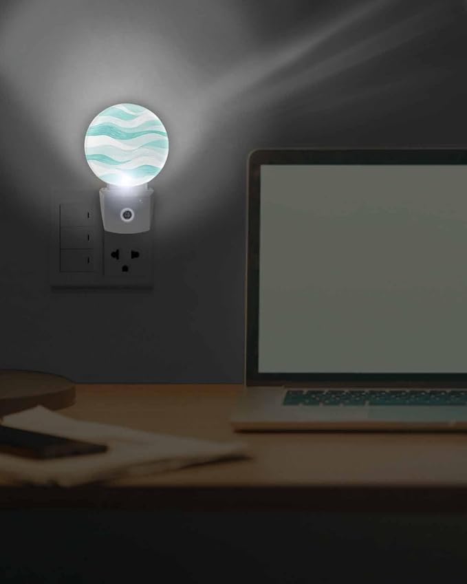 Night Lights Auto Sensor Turquoise Ocean Waves Night Light Abstract Mountain - Image 7