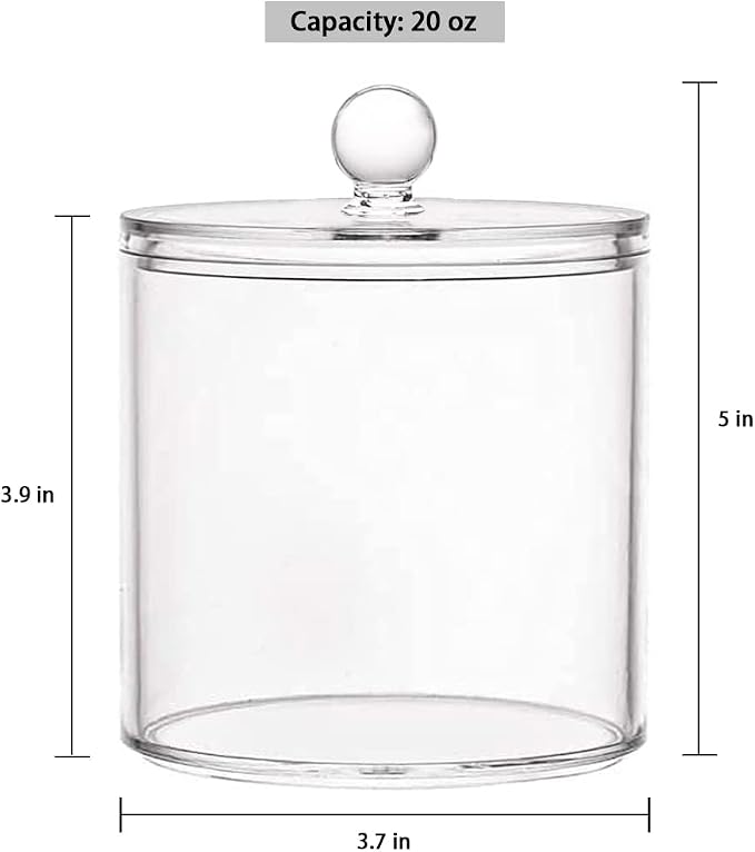 20-Ounce Qtip Holder Storage Canister Set of 2, Bathroom Makeup Organizer - Image 2