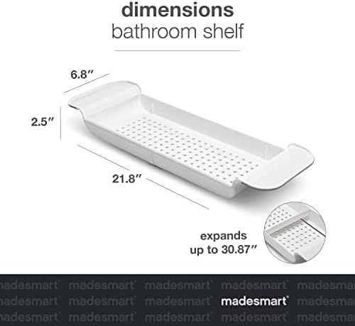 madesmart Expandable Bath Shelf, Adjustable Bathtub Tray - Image 4