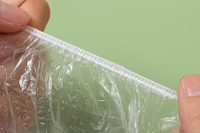 100Pcs Pink Disposable Elastic Plastic Shower Caps, Shower Caps - Image 2