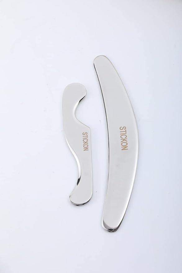 STICKON Gua Sha Stainless Steel 2 Pack Metal Muscle Scraper Tools Set, Scraping - Image 2