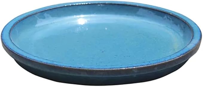 2 Pack Aqua Blue Ceramic 14 Inch Round Saucer, Plant Tray by Unknown