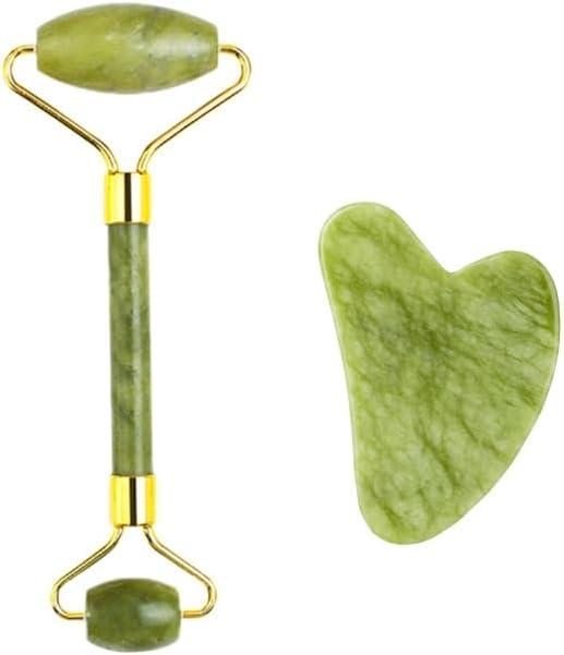 Natural Jade Facial Massage Roller and Gua Sha Set, Traditional Chinese Beauty - Image 3