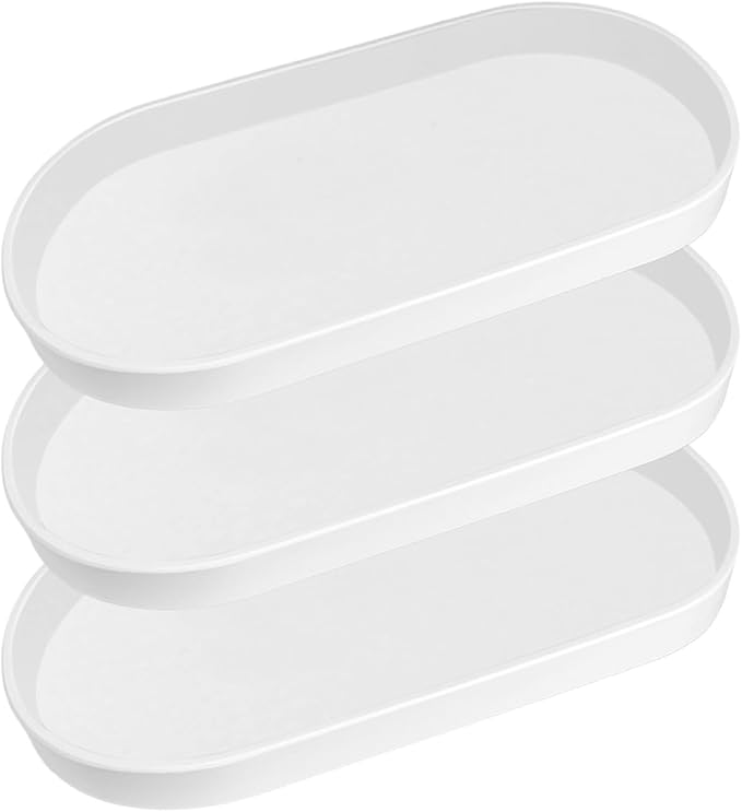 White Small Tray, 3 Pack Oval Tray by VCREATC-VCREATEFORCUSTOMER