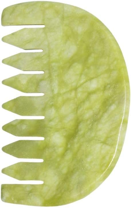 Gua Sha Comb - Moon Shape, Natural Jade Stone Scalp Massager - Image 4