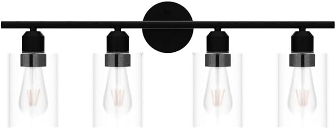 Espird 4 Light Bathroom Vanity Light Fixtures Black, Rustic Farmhouse Vanity - Image 4
