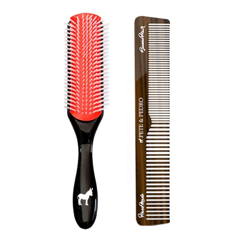 Pete & Pedro Premium Cushion Men’s Styling Hairbrush & Classic Comb Set | 9-Row by PetePedro