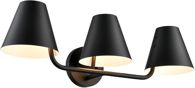 DIRYZON 3 Light Bathroom Vanity Light, Industrial Black Wall Sconces, Rustic by DIRYZON