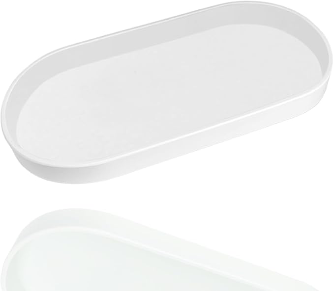 White Small Tray, Oval Tray for Kitchen Counter, Bathtub Bathroom Vanity Items by VCREATC-VCREATEFORCUSTOMER