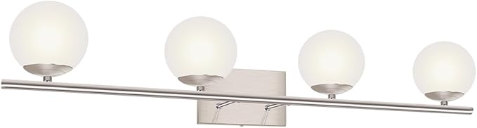 New Bathroom Vanity Light Fixtures 4 Lights Brushed Nickel Glass Shade Modern by Enjoyyourhealthylife