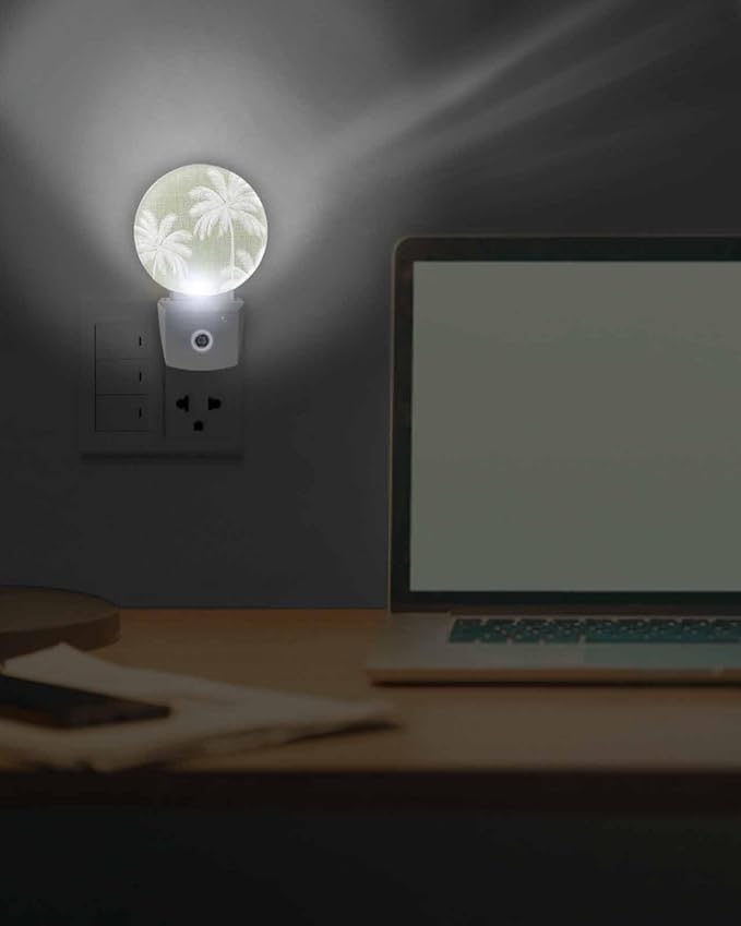 Night Lights Auto Sensor Tropical Palm Trees Night Light Sage Green Linen - Image 7