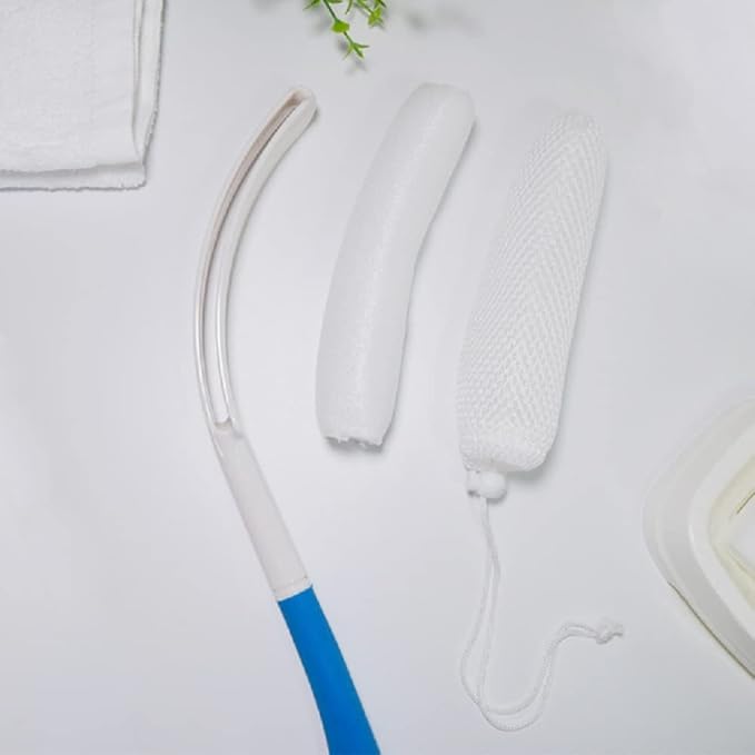Body Back Bath Brush, Curve Long Handle Mesh Bag Sponge, Replaceable Scrubbing - Image 5