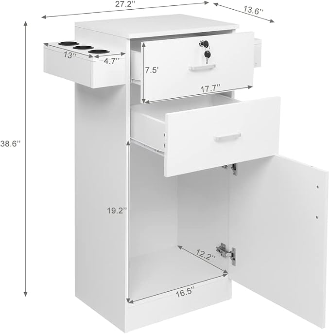 Modern Styling Station for Hair Stylist, Wooden Hair Salon Station Storage - Image 3