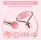 7pcs Facial Jade Roller and Gua Sha Kit, 100% Natural Jade Stone Face Massager - Image 6