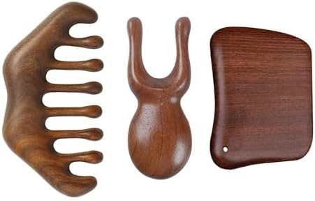 OULIGET Wood Gua Sha Massage Tools Set, Scraping Scalp Massage Comb, Wooden Gua by OULIGET