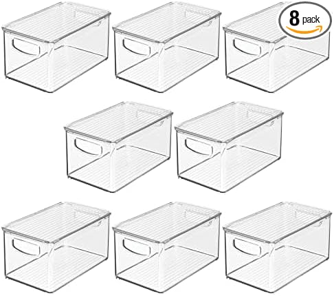 mDesign Deep Plastic Bathroom Storage Bin Box, Lid/Built-in Handles, by mDesign