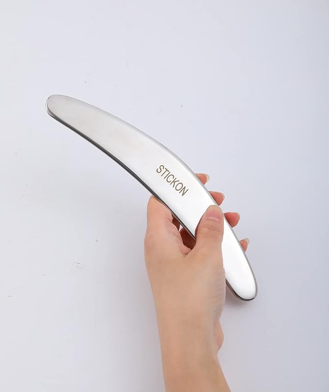 STICKON Gua Sha Stainless Steel 2 Pack Metal Muscle Scraper Tools Set, Scraping - Image 4