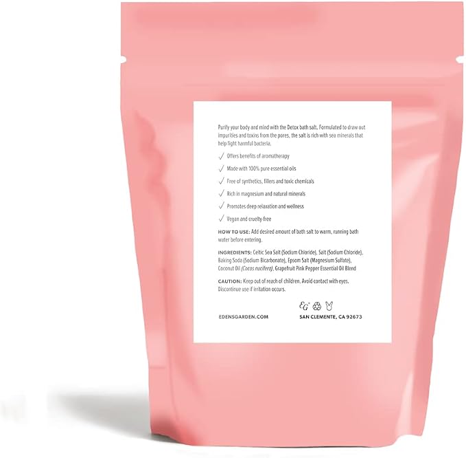 Edens Garden Natural Detox Bath Salt Soak – Grapefruit Pink Pepper Blend - Image 2