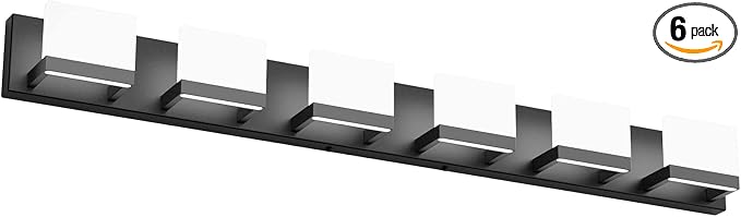 Tipace LED Modern Matte Black Bathroom Vanity Lights Over Mirror 6 Lights Up by Tipace