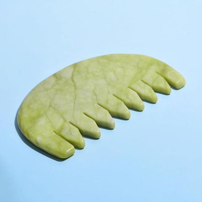 Gua Sha Comb - Moon Shape, Natural Jade Stone Scalp Massager - Image 6