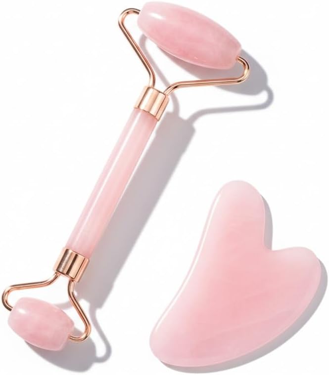 Cooling Face Roller & Gua Sha Set, Smooth Resin Facial Massage Tools by Unknown