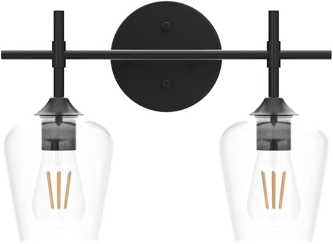 Ralbay Vintage Black Bathroom Light Fixtures 2-Lights Industrial Matte Black - Image 4