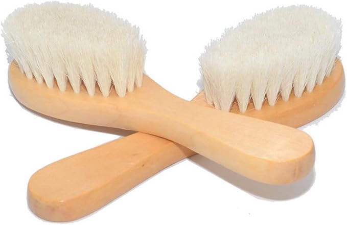 Natural Soft Wool Bristles Dry Facial Cleansing Brush, 2 Pack Wood Handle Face by HiKin